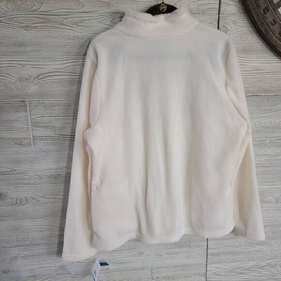 Breckenridge Cream Snowflake Fleece Full Zip Sweater Women's SZ XL Holiday NWT - Picture 3 of 5